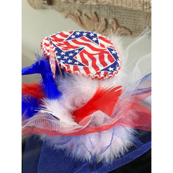 Fourth Of July Mini Blue Top Hat Fascinator main image 9